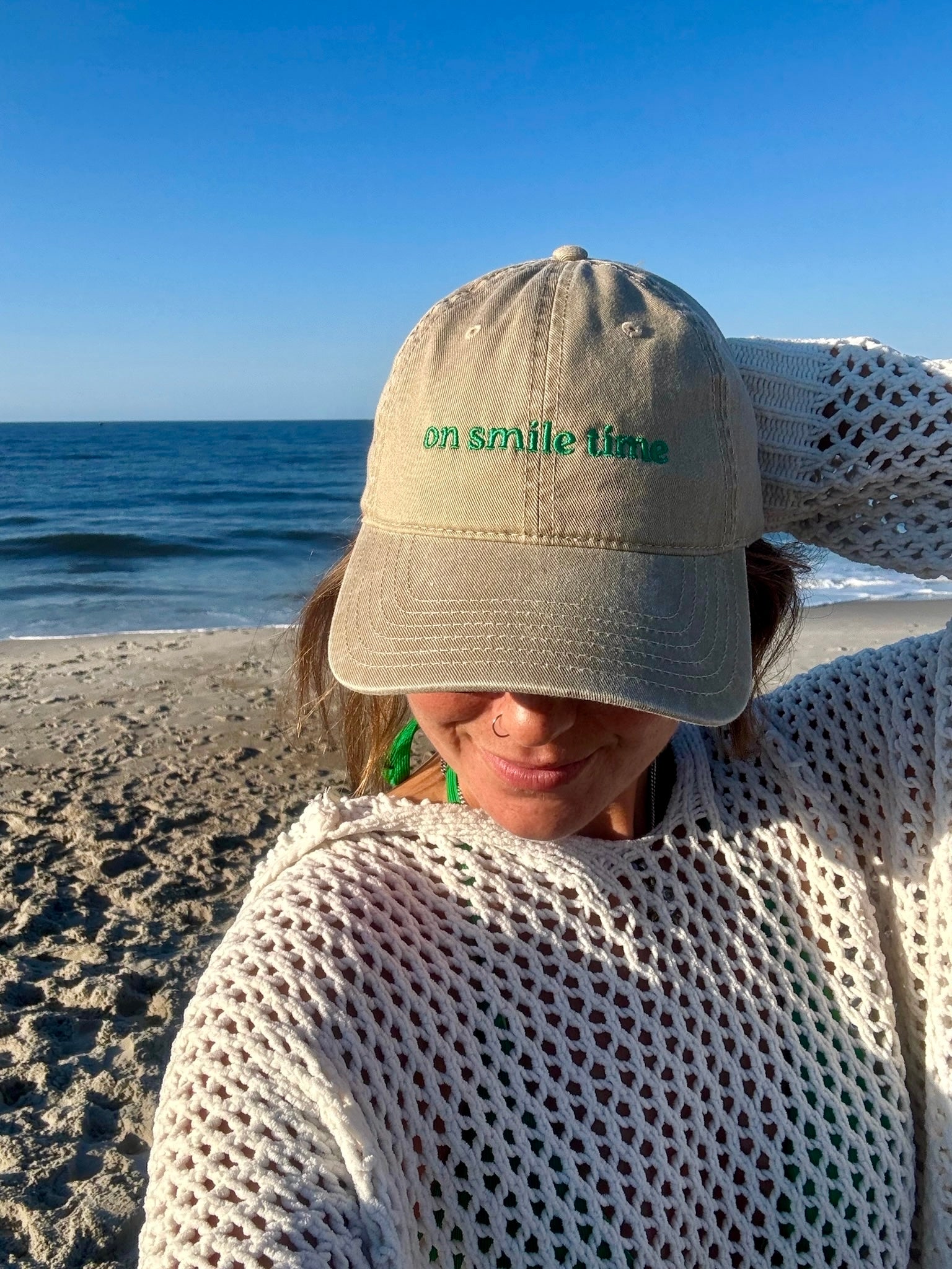 On Smile Time Hat | Khaki | Hello Darling Pop-Up