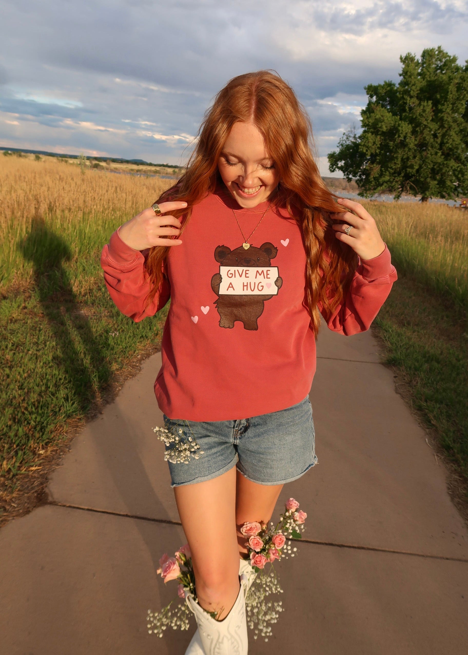 Give Me A Hug Bear Comfort Colors Crewneck